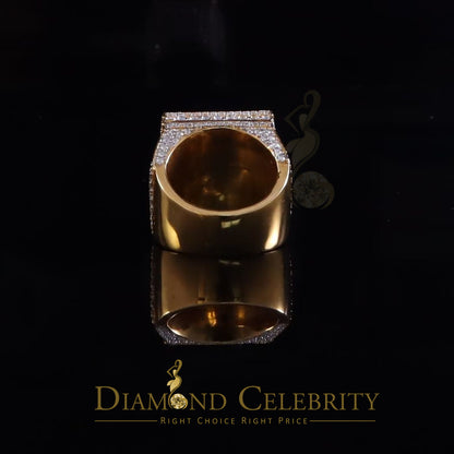 DiamondCelebritees 925 Sterling Silver 4.50ct VVS 'D' Moissanite Yellow Square Rings Size 10 Men's