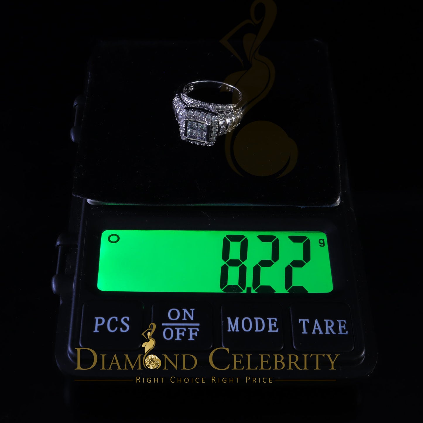 DiamondCelebritees 925 White Silver 4.0ct Square Shape Cubic Zirconia Engagement Womens Ring size 7