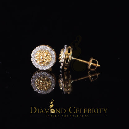 DiamondCelebritees 1.00ct Moissanite Yellow 925 Sterling Silver Women's Circle Shape Nugget Earring
