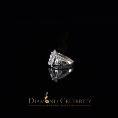DiamondCelebritees White 925 Silver Saint Jude Thaddeus Pink & Green CZ Horse Shoe Women Ring SZ 6