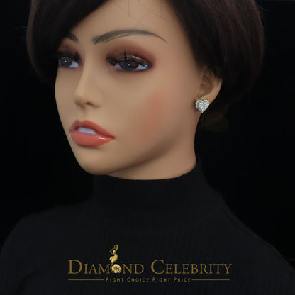 DiamondCelebritees  925 Sterling Yellow Silver 2.68ct Cubic Zirconia Heart Women's Stud Earrings