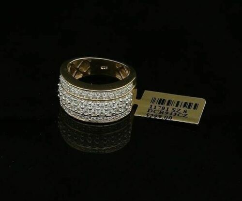 DiamondCelebritees 925 Sterling Yellow Silver 6.00ct Cubic Zirconia Round For Men's Ring Size 8