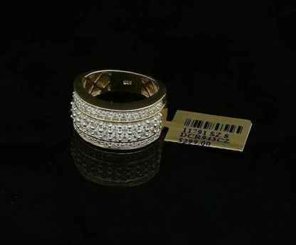 DiamondCelebritees 925 Sterling Yellow Silver 6.00ct Cubic Zirconia Round For Men's Ring Size 8