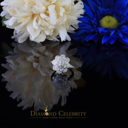 DiamondCelebritees 925 Sterling Silver White 2.10ct Cubic ZirconiaWide Flower Womens Ring Size7.5