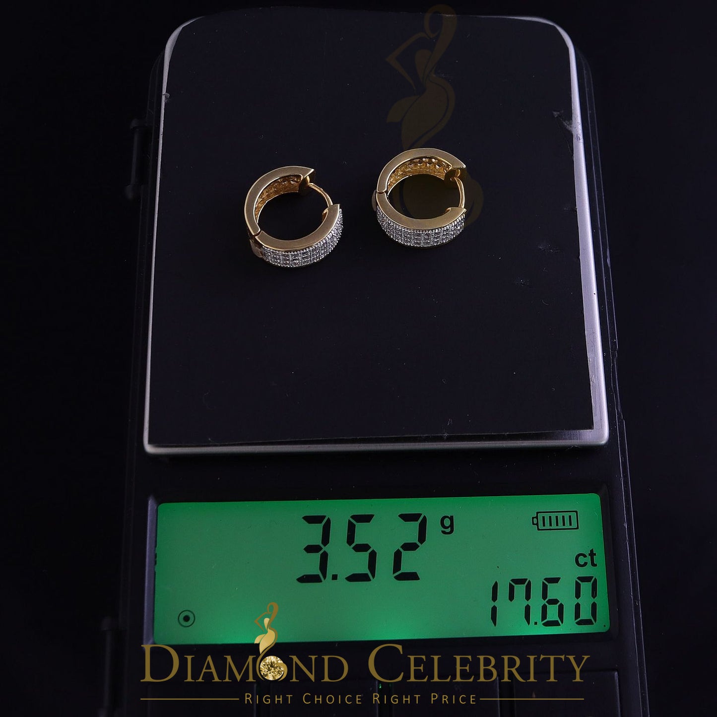 DiamondCelebritees  Hip Hop Yellow 925 Silver 0.66ct Cubic Zirconia Women's & Men's Hoop Earrings