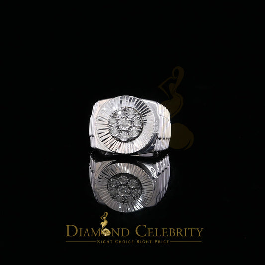 DiamondCelebritees 925 Sterling Silver 0.15CT Real Diamond Wide Band White Mens Engagement Ring SZ9