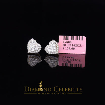 DiamondCelebritees  1.18ct Cubic Zirconia 925 Yellow Sterling Silver Women's Hip Hop Heart Earrings