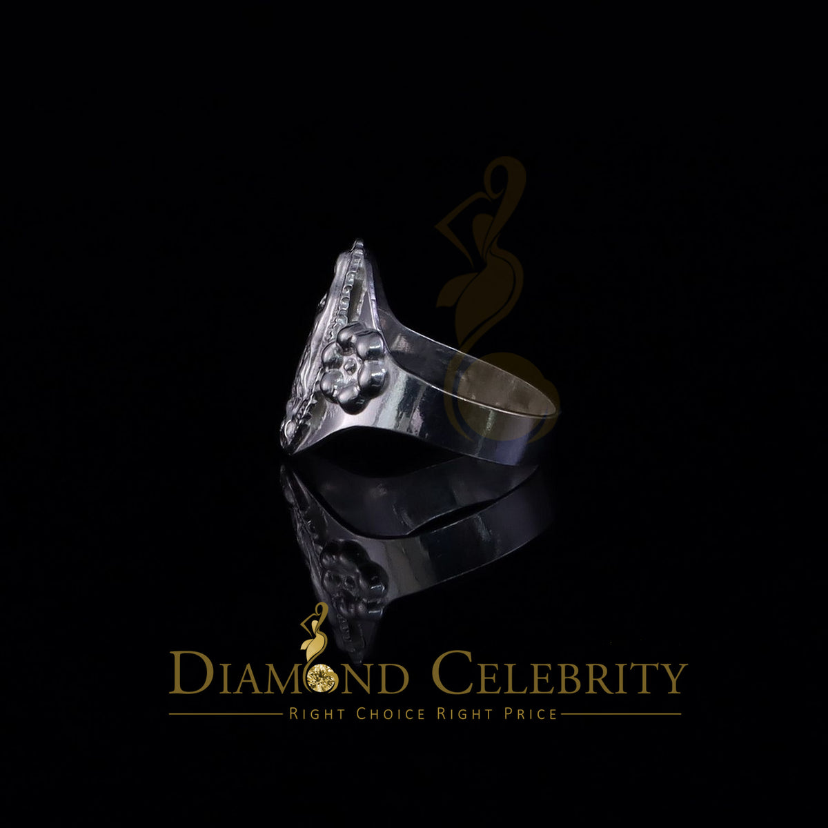 DiamondCelebritees Religious White 925 Silver Virgin Merry Portrait Guadalupe Band Women Ring SZ 8