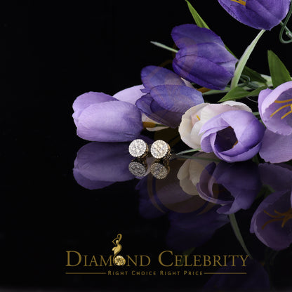 DiamondCelebritees 10K Real Yellow Gold with Real 1.00ct Diamonds Round Stud Earrings