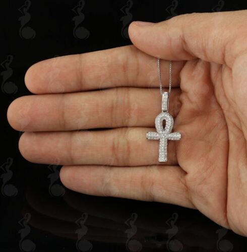 DiamondCelebritees Attractive White ANKH 925 Sterling Silver Pendant with 0.82ct Cubic Zirconia