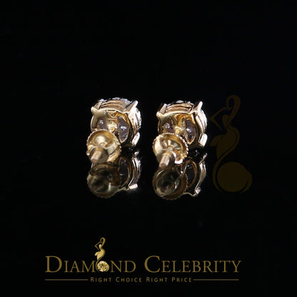 DiamondCelebritees 0.50CT Real Diamond 10K Real Yellow Gold Men's/Women's Stud Round Earring
