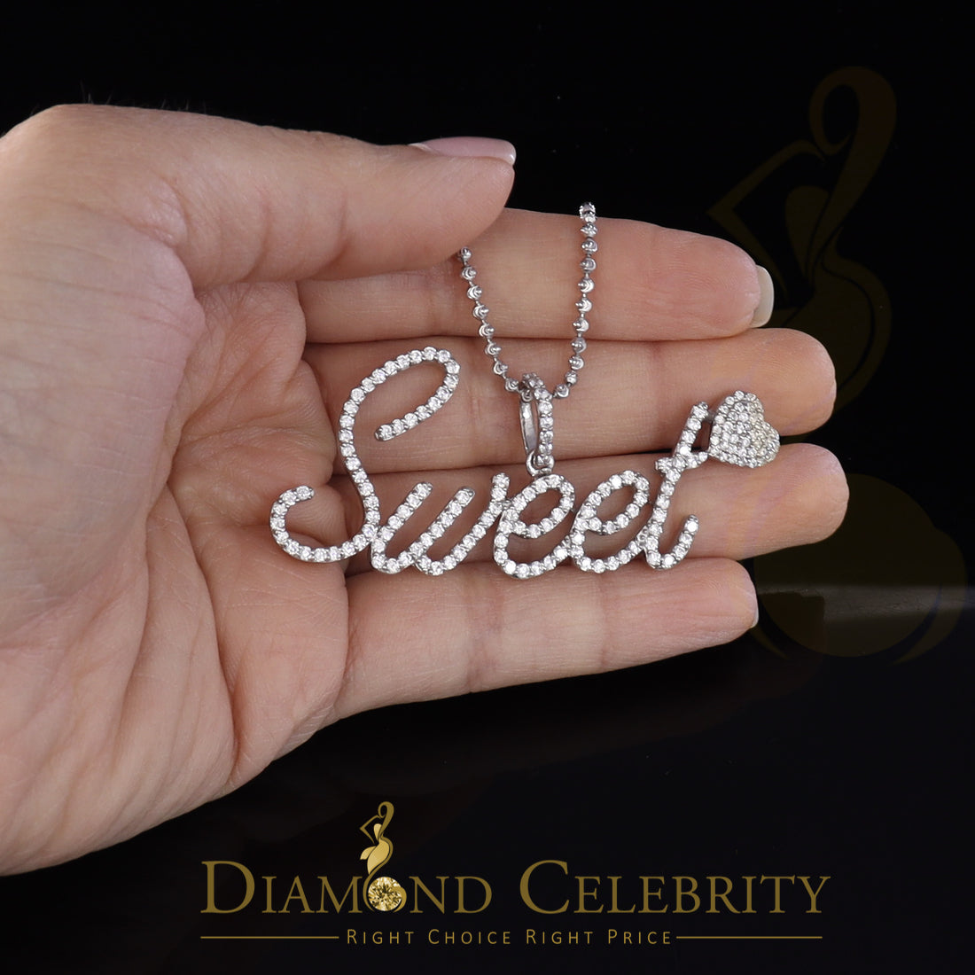 DiamondCelebritees White 925 Fancy Sterling Silver Sweet Tiny Heart Pendant 4.26ct Cubic Zirconia