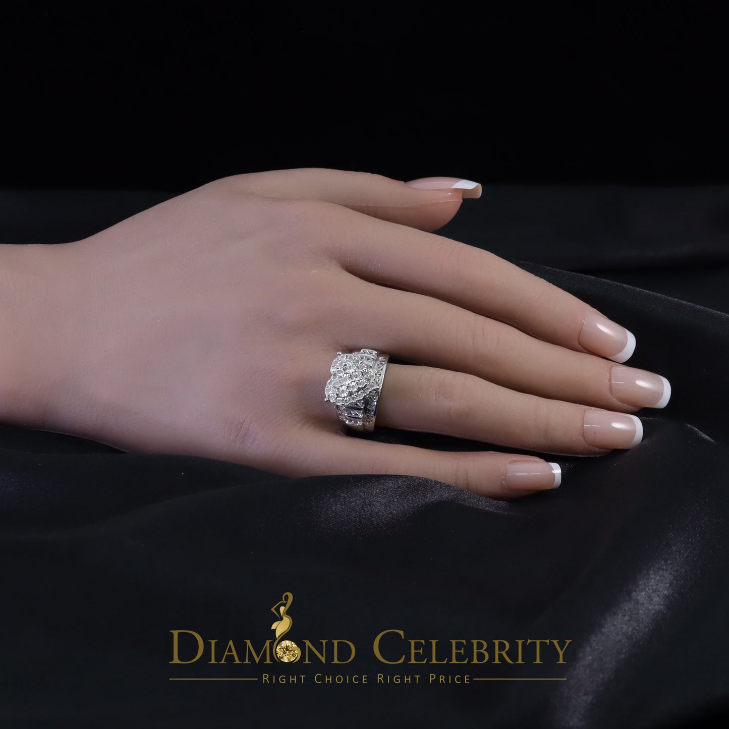 DiamondCelebritees Cindarella White Real Diamond 0.33ct 925 Silver Women Engagement Heart Ring SZ 7