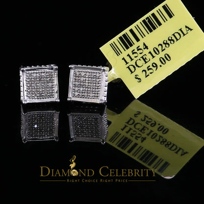 DiamondCelebritees 925 Sterling Silver 0.15ct Real Diamond For Women's & Men's White Stud Earrings