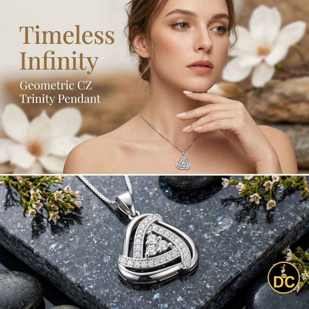 DiamondCelebritees 925 Sterling Silver White Double Triangle 1.00inch Pendant 1.65ct Cubic Zirconia