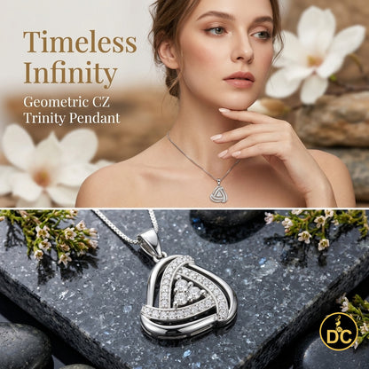 DiamondCelebritees 925 Sterling Silver White Double Triangle 1.00inch Pendant 1.65ct Cubic Zirconia