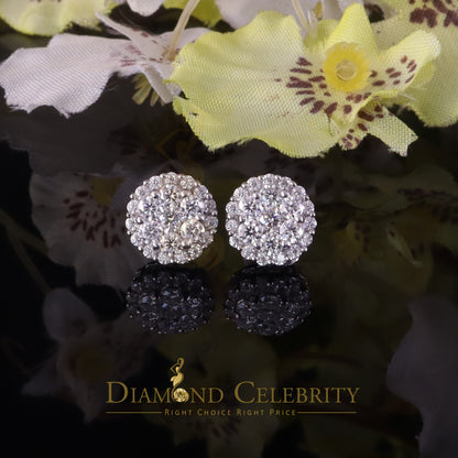 Diamondcelebritees Men's/Womens 925 Silver White 1.33ct VVS 'D' Moissanite Round Stud Earrings