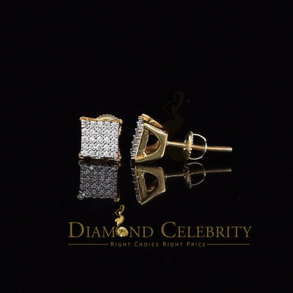 DiamondCelebritees  Yellow Sterling Silver Screw Back 0.50ct Cubic Zirconia Square Earrings Womens