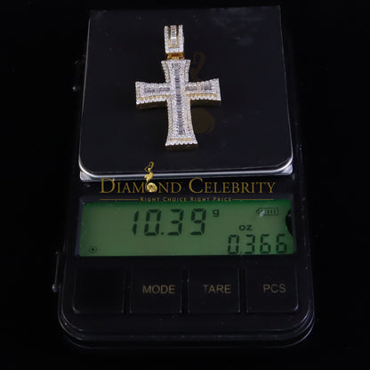 Diamondcelebritees Cross Pendant 925 Yellow Sterling Silver 2.25ct VVS D Clr. Moissanite for Women