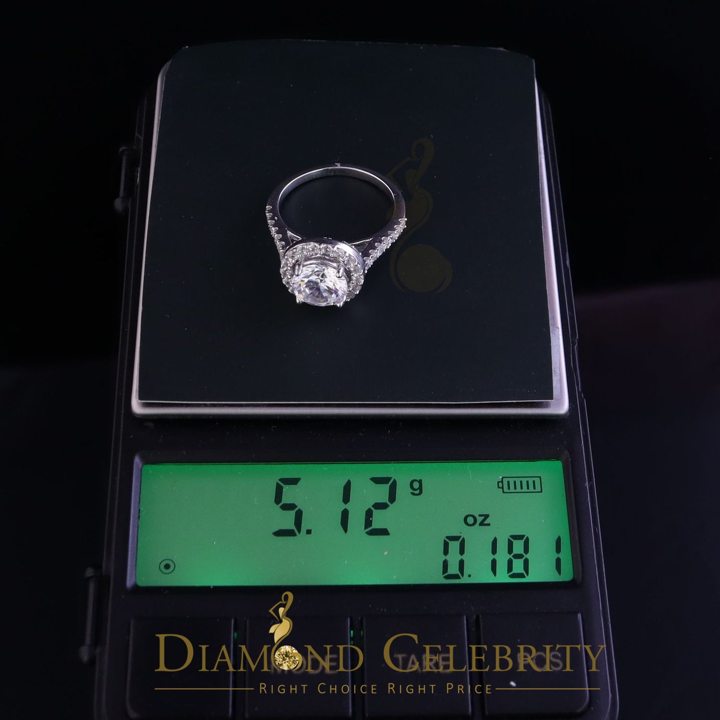 DiamondCelebritees 4.50ct Cubic Zirconia 925 White Silver Round Engagement Women's Ring Size 7