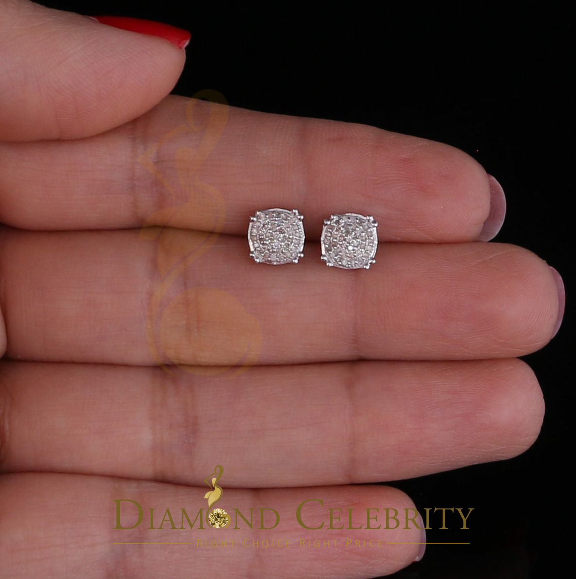 DiamondCelebritees 0.15ct Round Diamond 925 Sterling Silver White For Men's / Women's Earrings