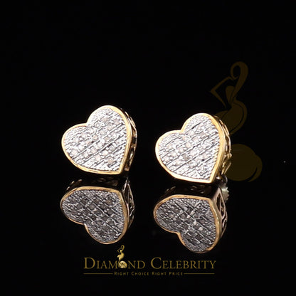 DiamondCelebritees Micro Pave Heart 925 Yellow Silver 0.10ct Real Diamond Women's /Men's Earring