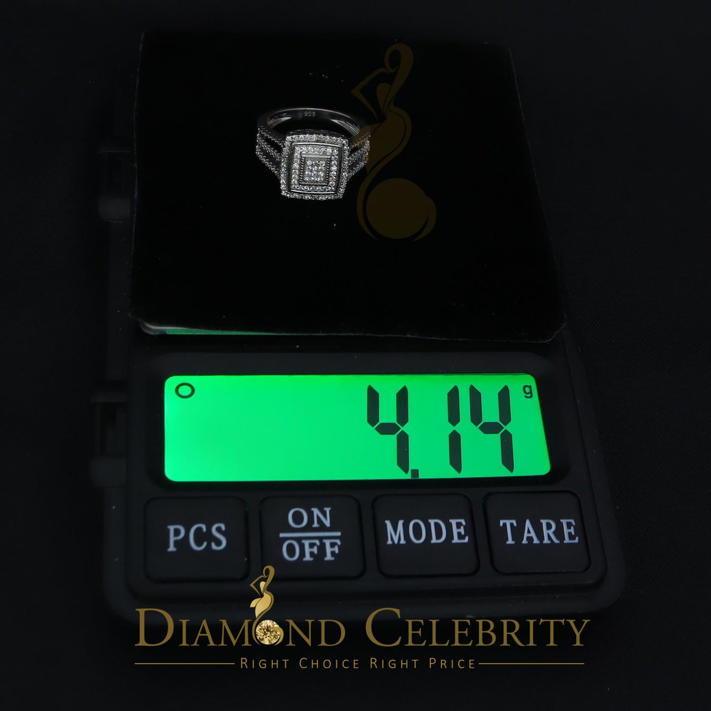 DiamondCelebritees 0.75CT Cubic Zirconia Sterling White Silver Round Engagement Women's Ring Size 7