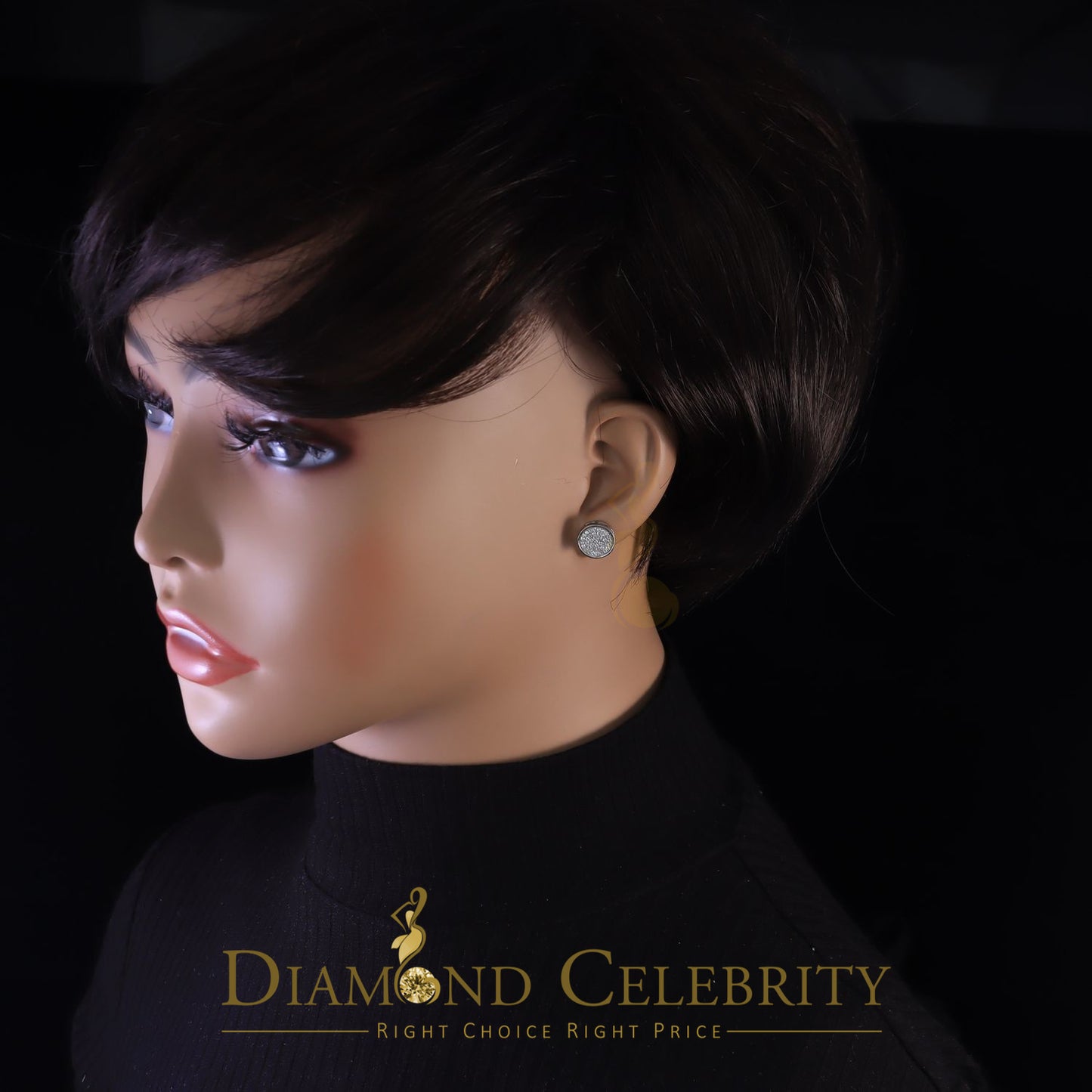 DiamondCelebritees  0.78ct Cubic Zirconia 925 Yellow Silver Women's & Men's Hip Hop Round Earrings