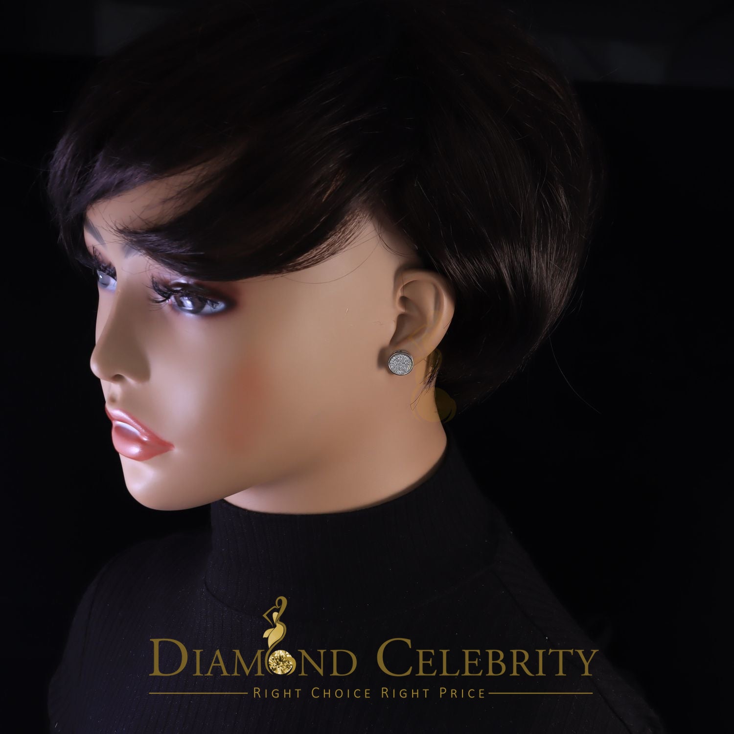 DiamondCelebritees  0.78ct Cubic Zirconia 925 Yellow Silver Women's & Men's Hip Hop Round Earrings