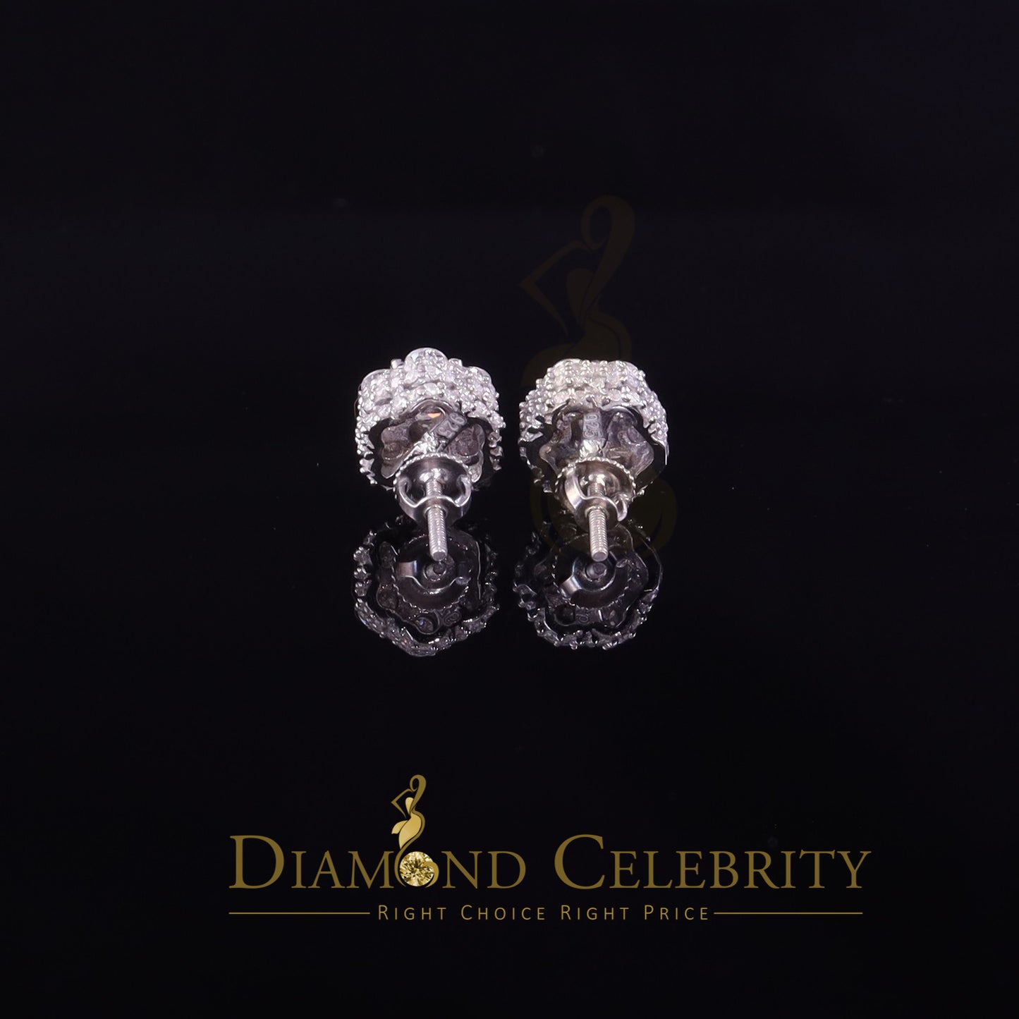 Diamondcelebritees 925 Silver White 1.50ct VVS 'D' Men's & Womens Moissanite Floral Stud Earrings