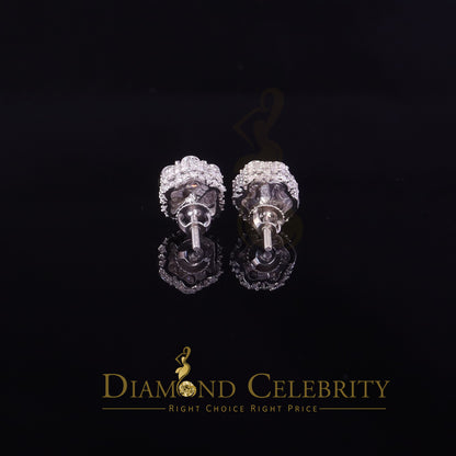 Diamondcelebritees 925 Silver White 1.50ct VVS 'D' Men's & Womens Moissanite Floral Stud Earrings