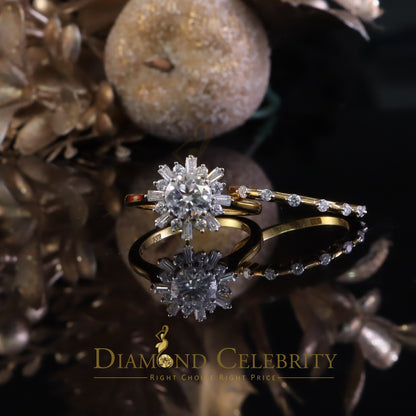 DiamondCelebritees New Solitaire Bridal Yellow Silver 1.25ct VVS D Moissanite Ring SZ 7 for Women