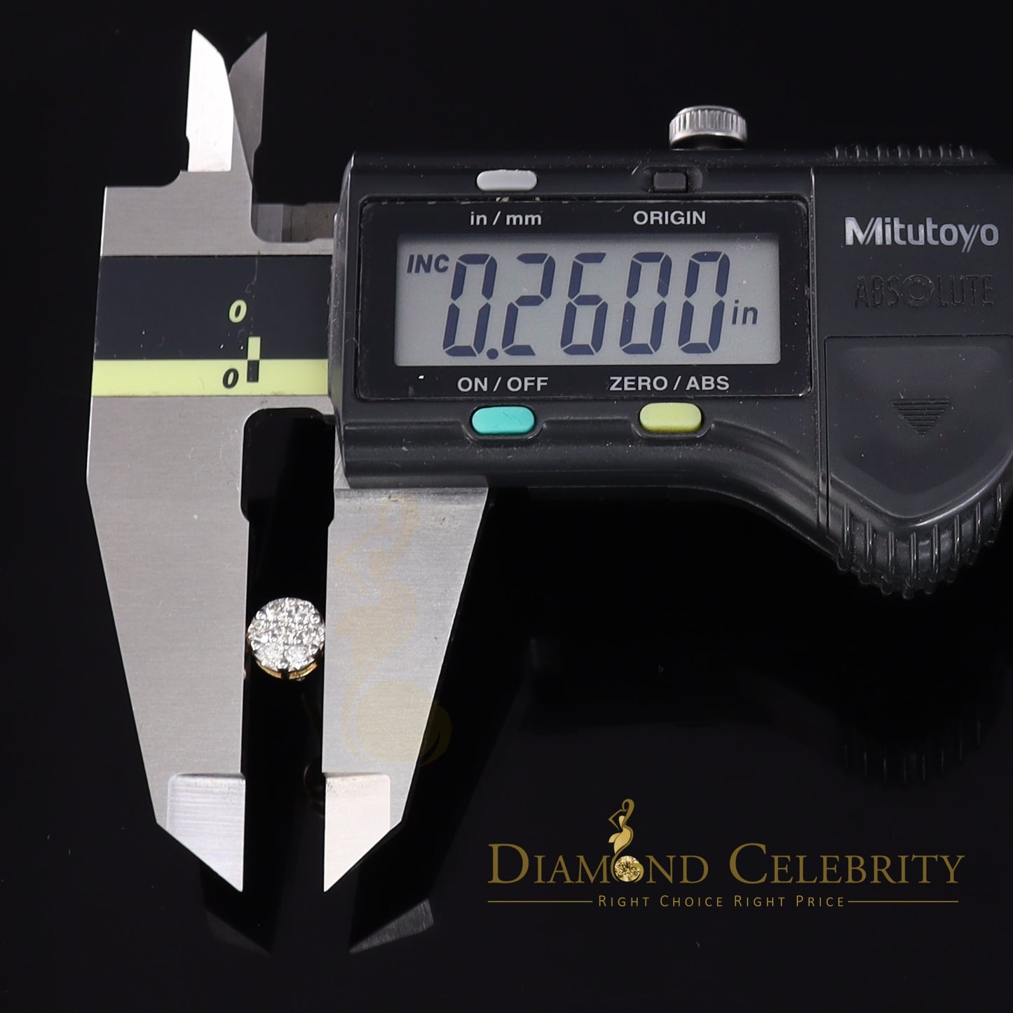 DiamondCelebritees 0.50 CT Real Diamond with 10K Real Yellow Gold with Round Stud Earrings