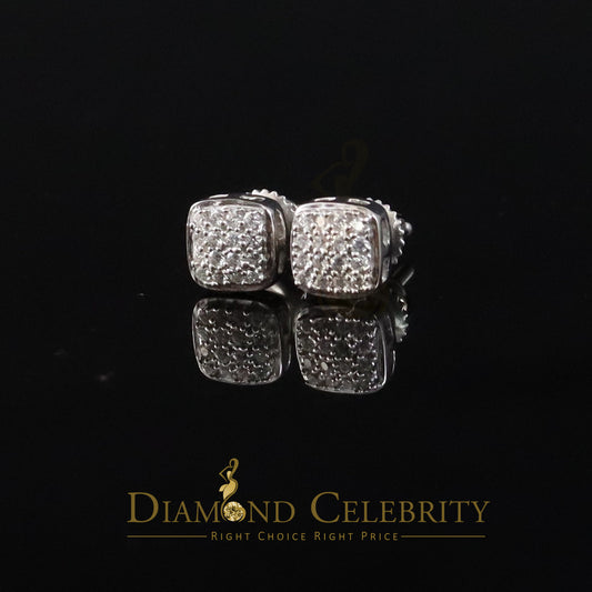 DiamondCelebritees  Hip Hop 2.04ct Cubic Zirconia White 925 Silver Screw Back Square Women Earrings