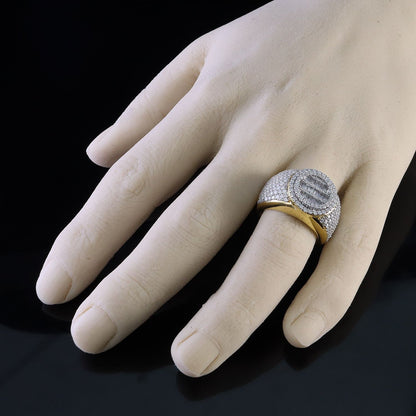 DiamondCelebritees Yellow Silver 4.50ct VVS 'D' Moissanite Baguette Round Rings Size 10 for Men's