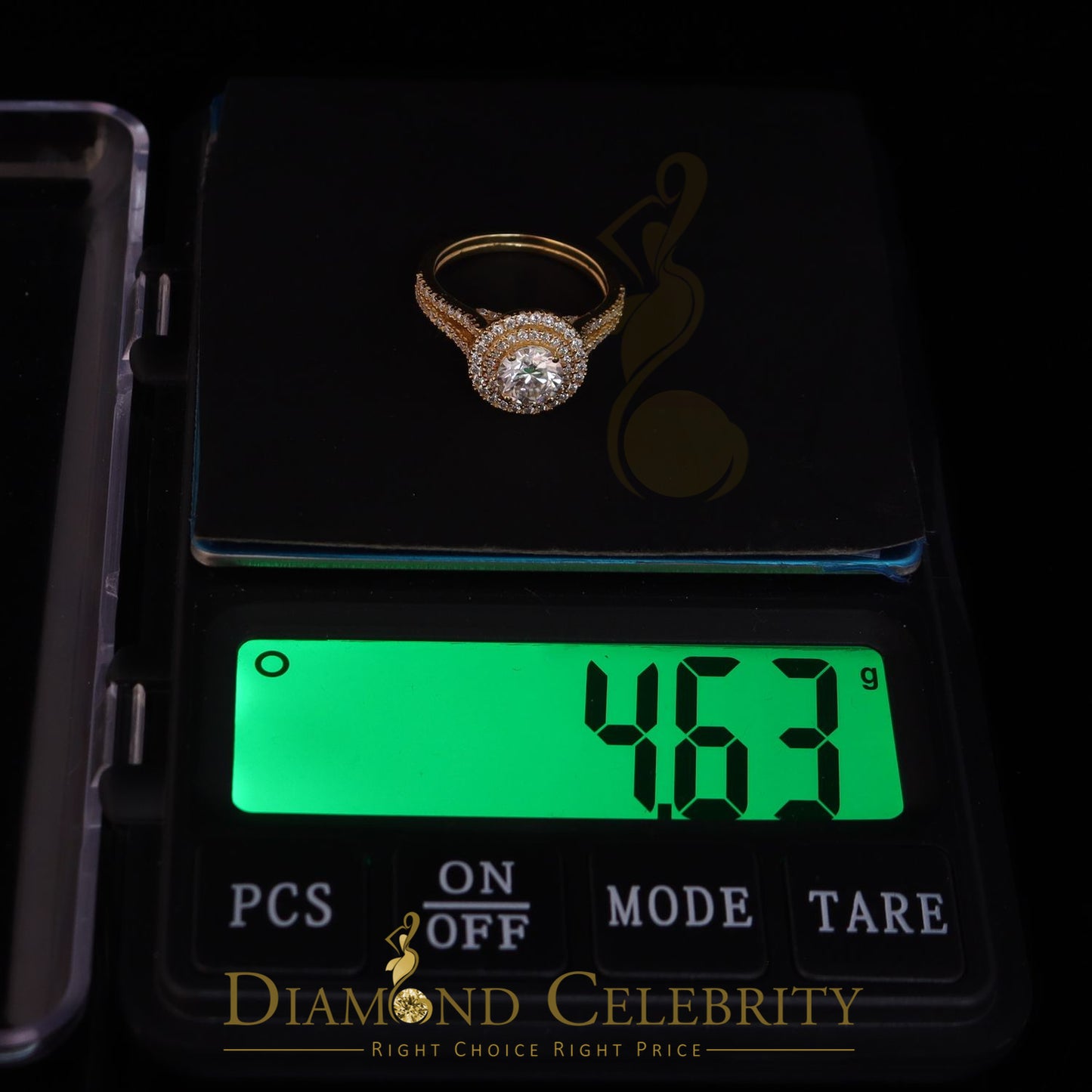 King Of Blings  10K Yellow Gold 2.00CT VVS/ D Color Round Solitaire Moissonite Womens Ring S/7