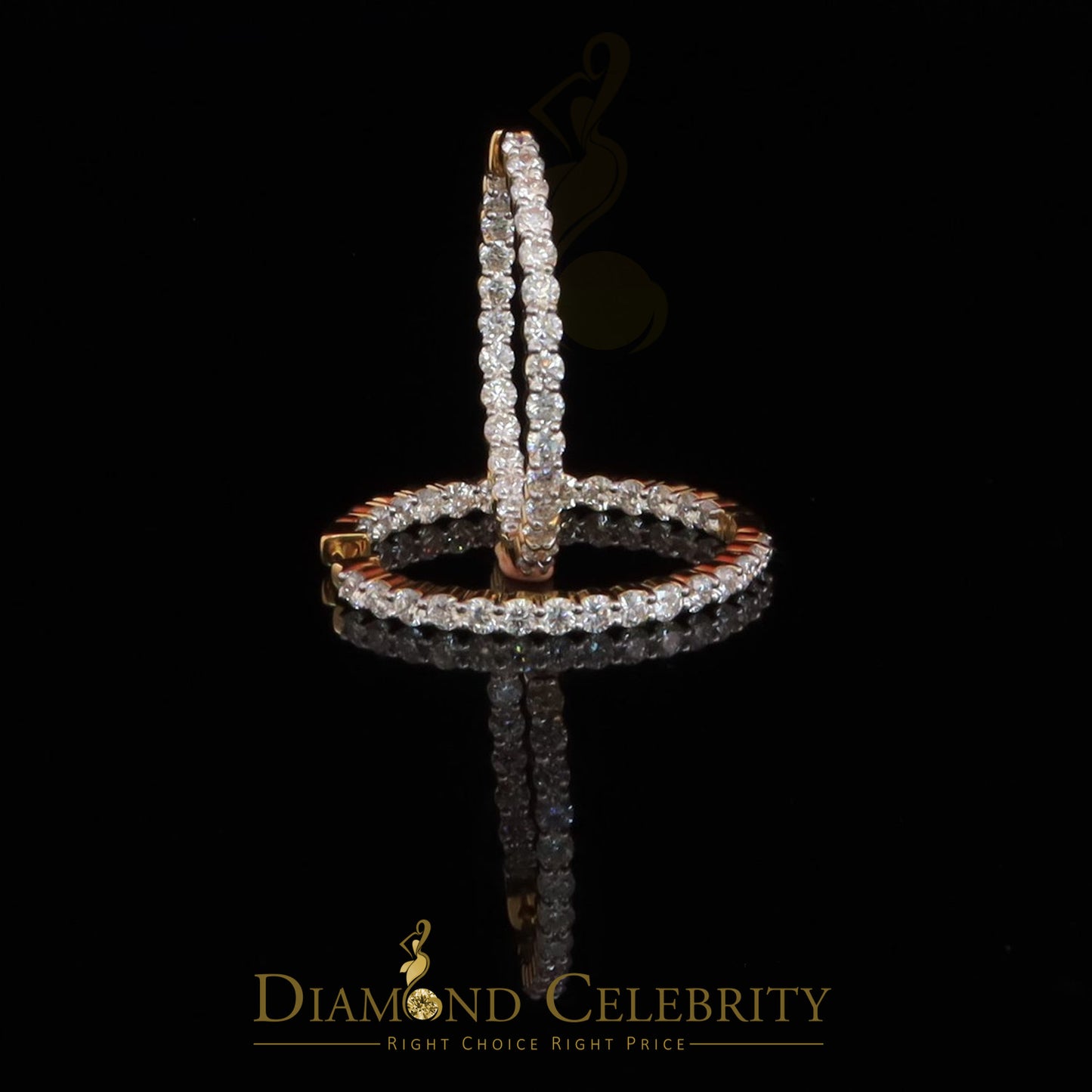 DiamondCelebritees 6.00ct Moissanite Yellow 925 Sterling Silver Women's In and Out Hoop Earrings