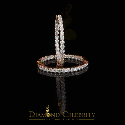DiamondCelebritees 6.00ct Moissanite Yellow 925 Sterling Silver Women's In and Out Hoop Earrings