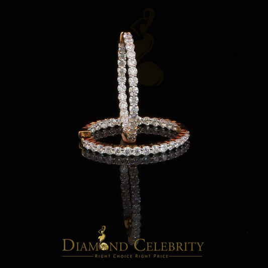 DiamondCelebritees 6.00ct Moissanite Yellow 925 Sterling Silver Women's In and Out Hoop Earrings