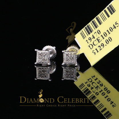 DiamondCelebritees 0.05ct Diamond Collection White 925 Sterling Silver Women & Men Square Earrings
