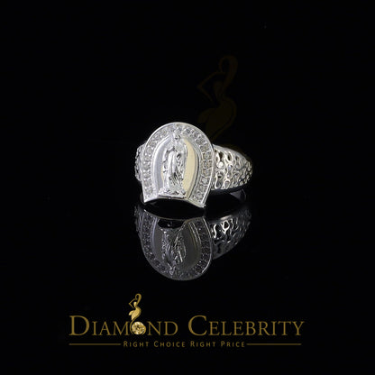 DiamondCelebritees White Virgin Merry CZ 925 Sterling Silver Horse Shoe Shape Women's Religious Ring SZ 8.5