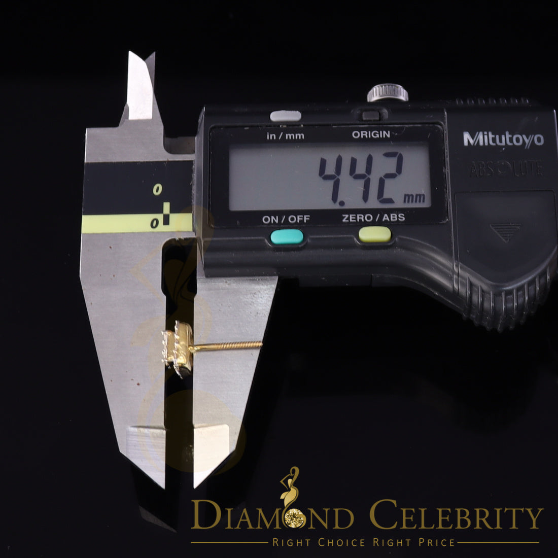 DiamondCelebritees 0.75 CT Real Diamond with 10K Real Yellow Gold Square Stud Earrings