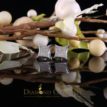 DiamondCelebritees 0.20ct Diamond 925 Sterling Silver White Square Earrings For Men's / Women's