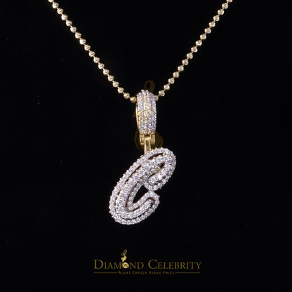 DiamondCelebritees Yellow Cursive 3D Alphabet Shape 925 Sterling Silver Cubic Zirconia Pendant
