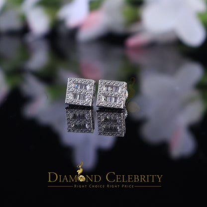 DiamondCelebritees  925 Sterling White Silver 1.03ct Cubic Zirconia Square Women's Stud Earrings
