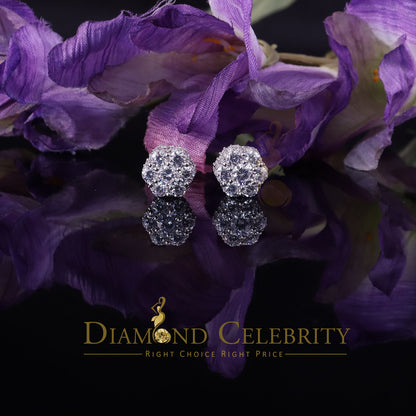 DiamondCelebritees  1.50ct Cubic Zirconia 925 White Silver Sterling Hip Hop Floral Women's Earrings
