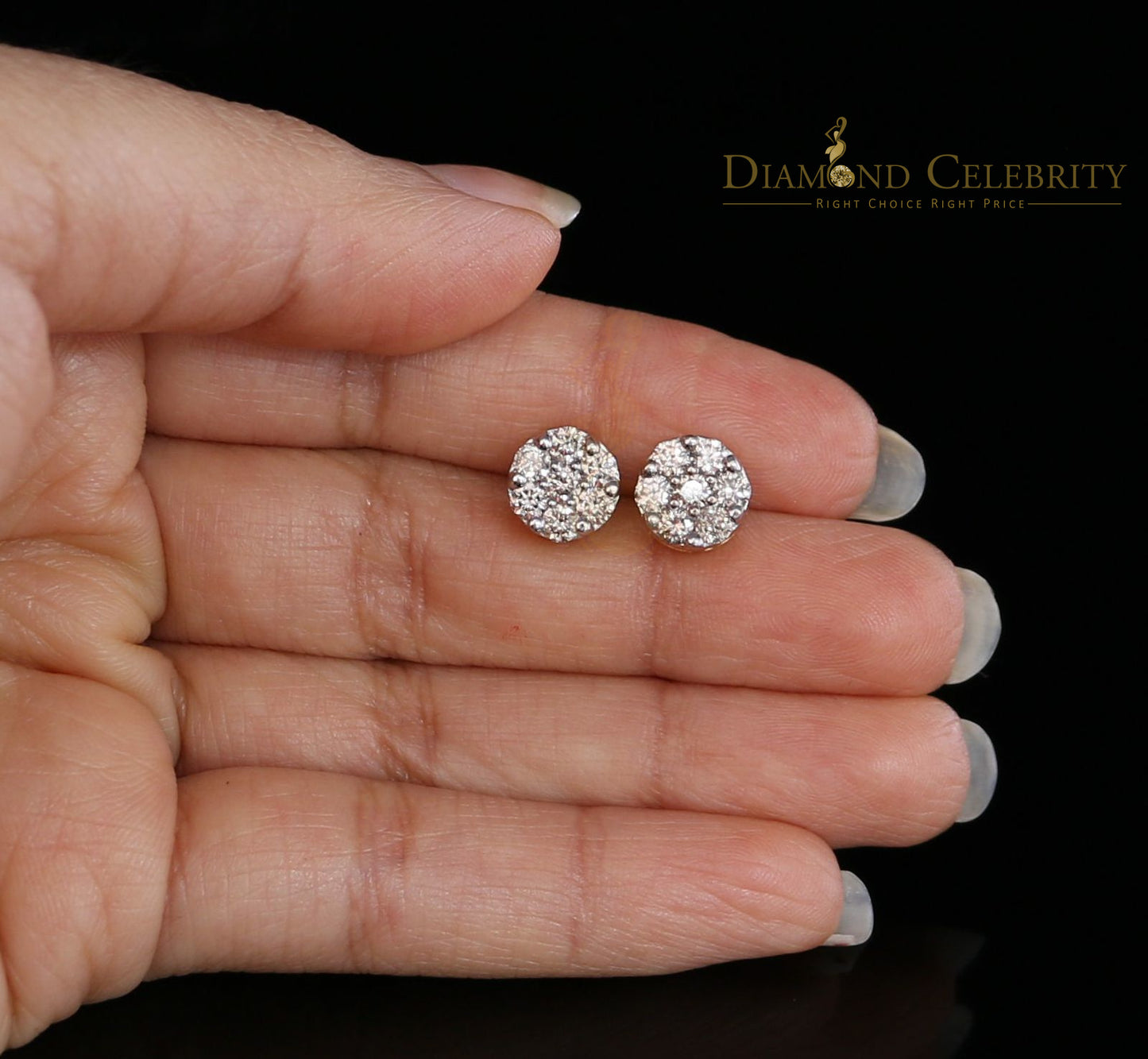 DiamondCelebritees 1.25CT Real Diamond with 10K Real Yellow Gold Men's/Women's Stud Earrings