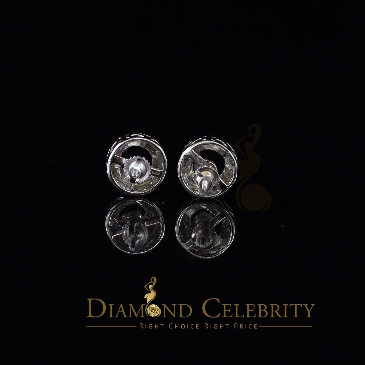DiamondCelebritees  925 Sterling White Silver1.50ct Cubic Zirconia Round Screw Back Stud Earrings