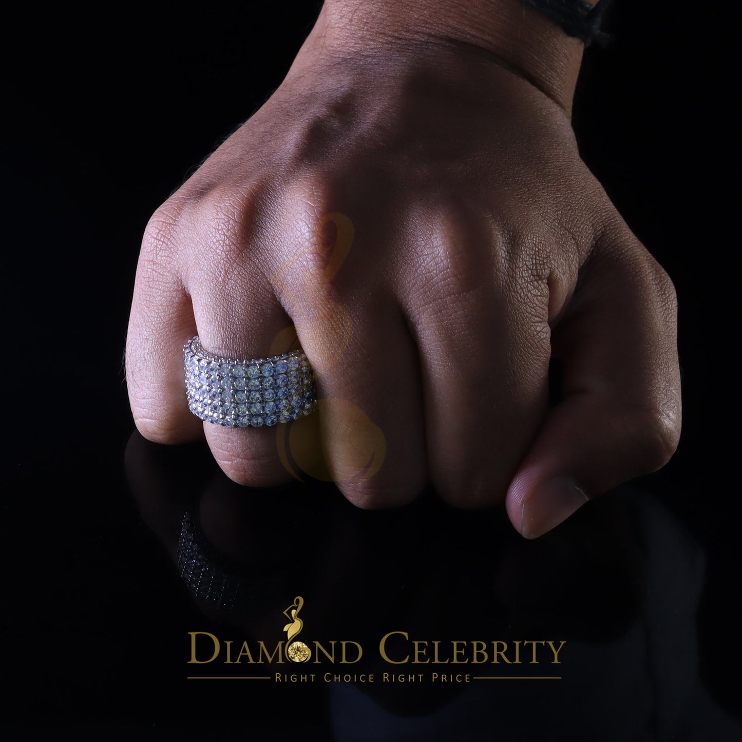 DiamondCelebritees 925 Cubic Zirconia 22.50ct White 925 Sterling Silver Eternity Men's Ring Size 10