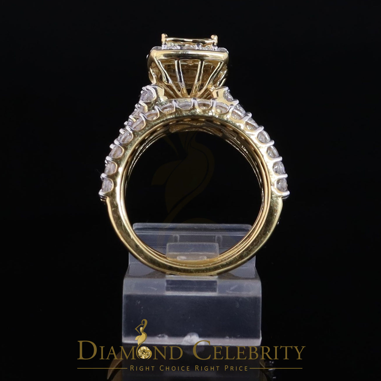 DiamondCelebritees 925 Sterling Yellow Square 2.08ct Cubic Zirconia Silver Wedding Womes Ring SZ 6